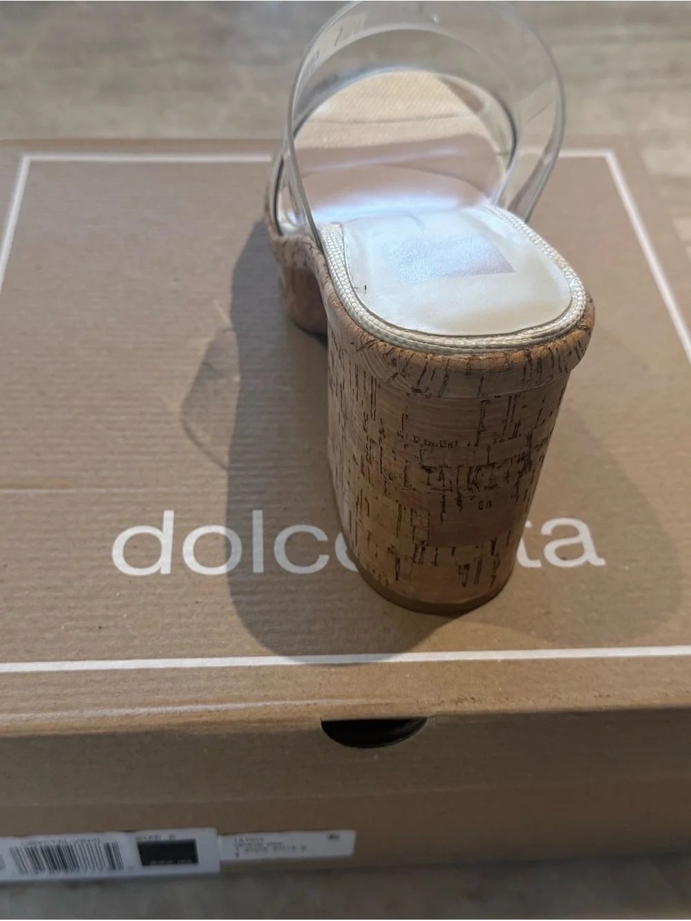 Dolce Vita Clear-Strap Cork Platform Wedge in Nude/Cork NWT